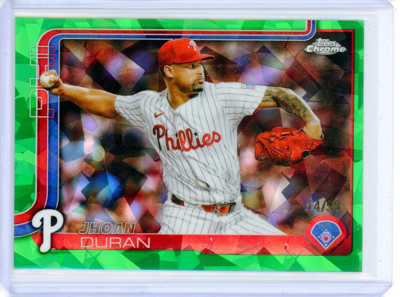 2025 Topps Chrome Update Sapphire JHOAN DURAN Phillies Green Refractor 14/99