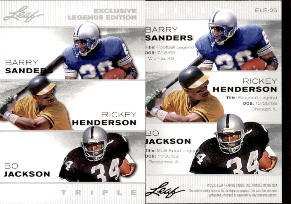 2025 LEAF “EXCLUSIVE LEGENDS” SANDERS/HENDERSON/JACKSON ELE-25 MIXED SPORT