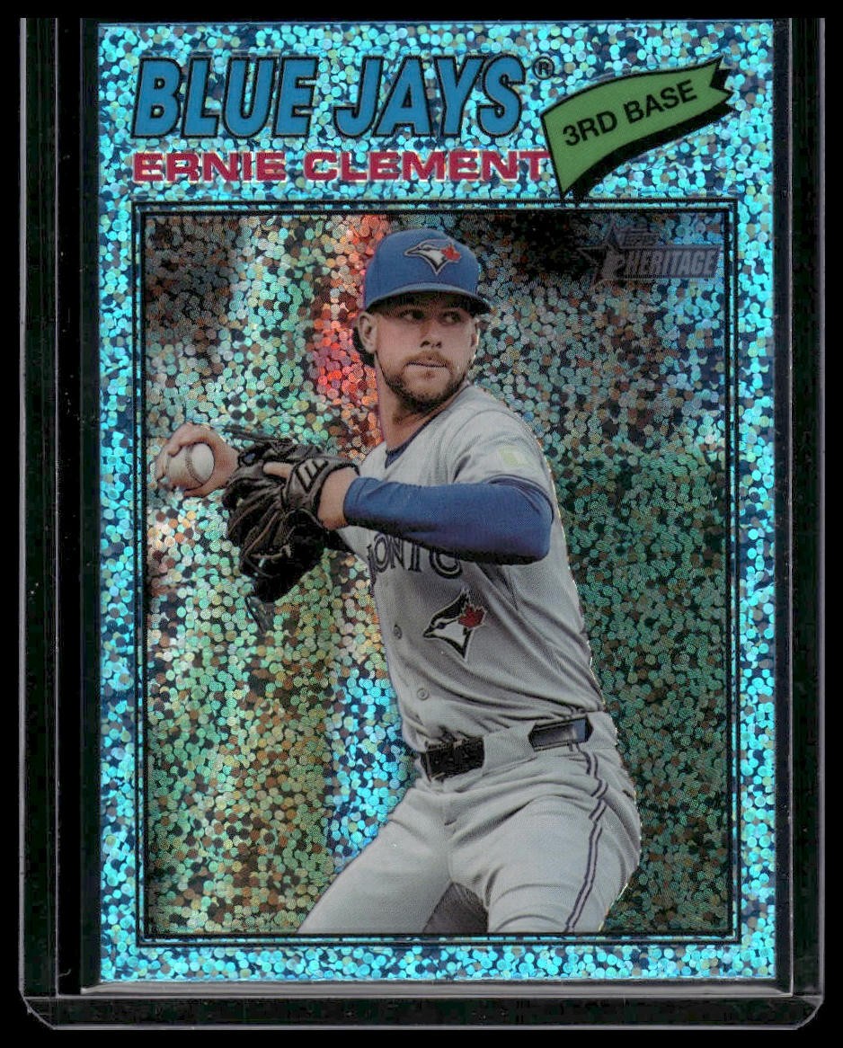 2026 Topps Heritage #21 Ernie Clement Chrome Light Blue Sparkle Refractors