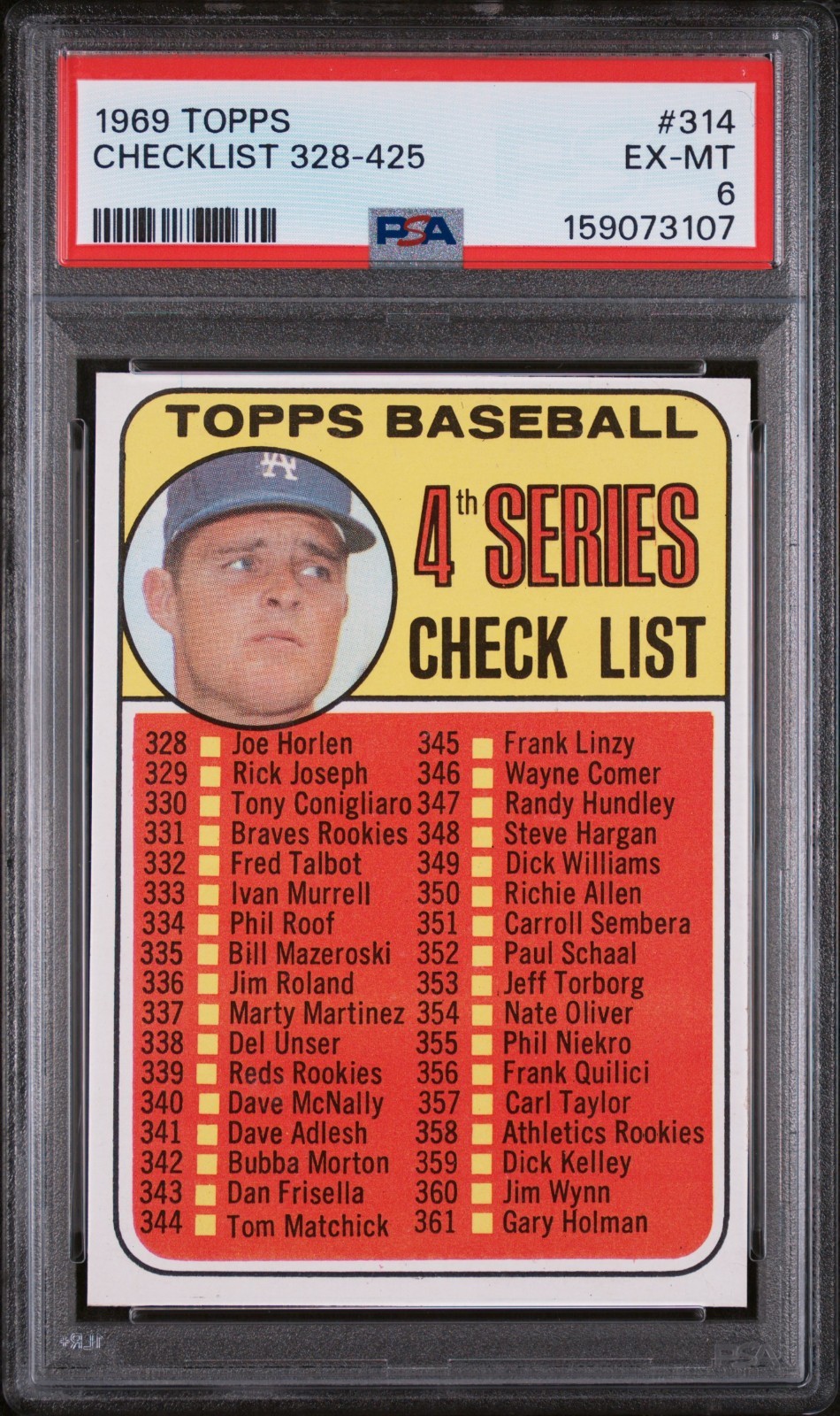 1969 Topps – Checklist Don Drysd1969 Topps Baseball Checklist 328–425 #3ale #314