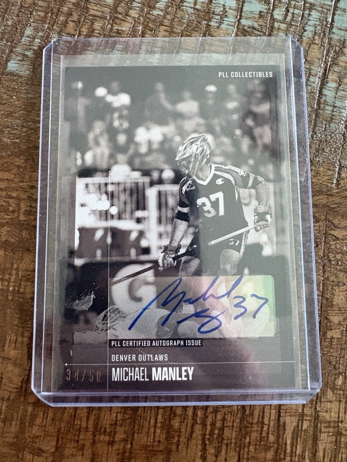 Michael Manley 2026 PLL Fieldside Lacrosse II Auto /Autograph Black White 34/50