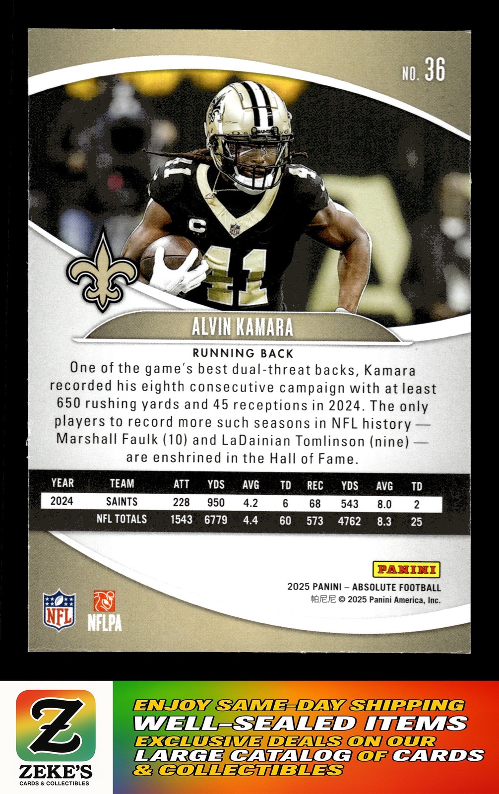 2025 Panini Absolute #36 Alvin Kamara Retail