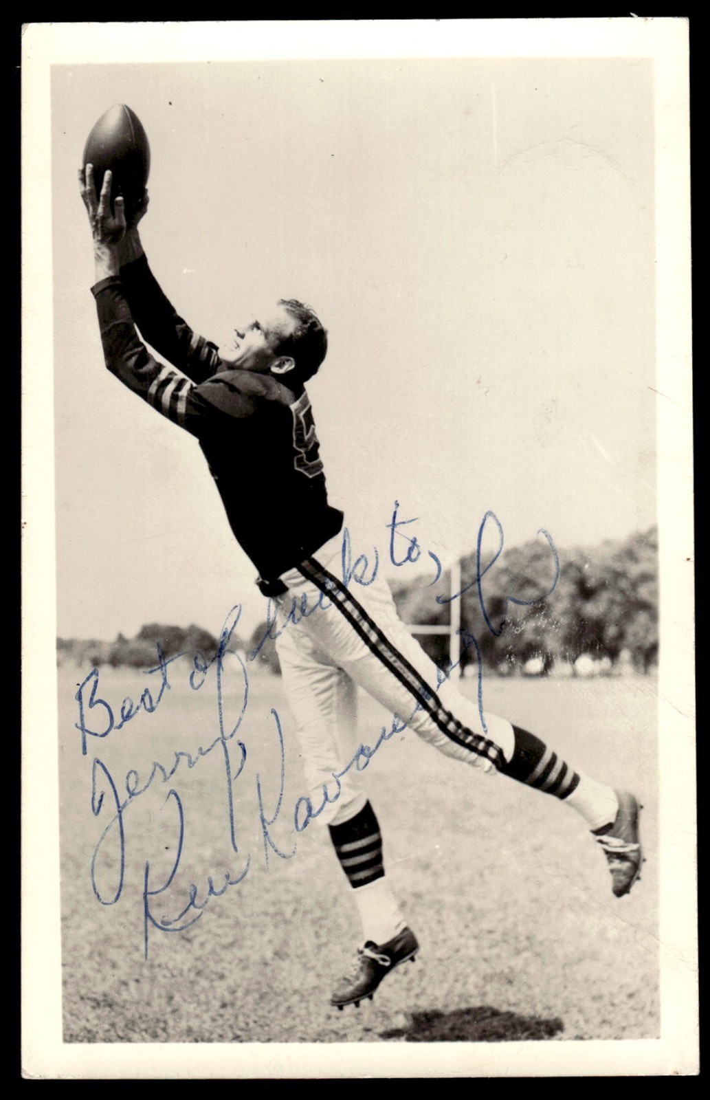 Ken Kavanaugh Bears Football Signed Postcard Photo JSA Pre-Cert *X1060