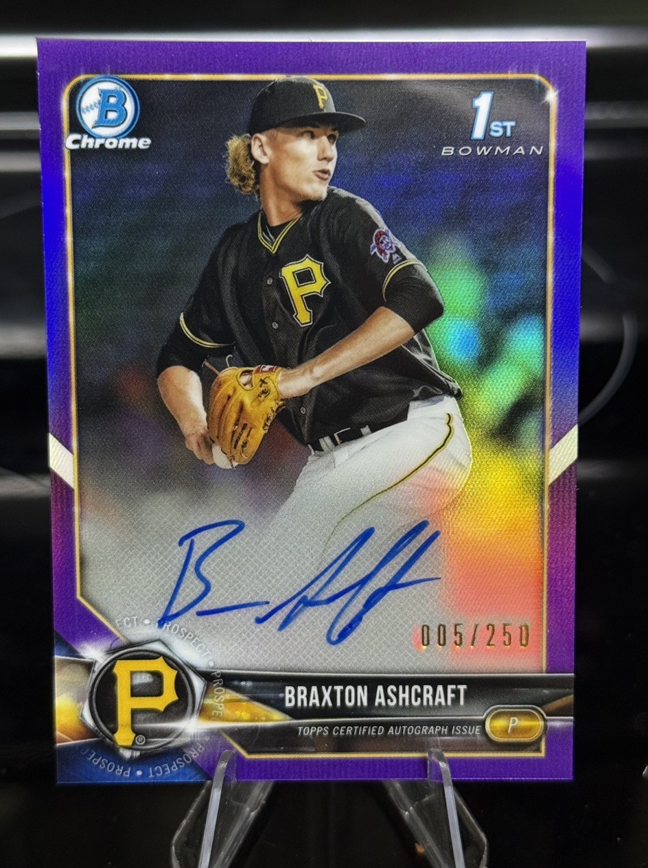 2018 Bowman Purple Chrome Braxton Ashcraft Rookie 1st Bowman Auto /250