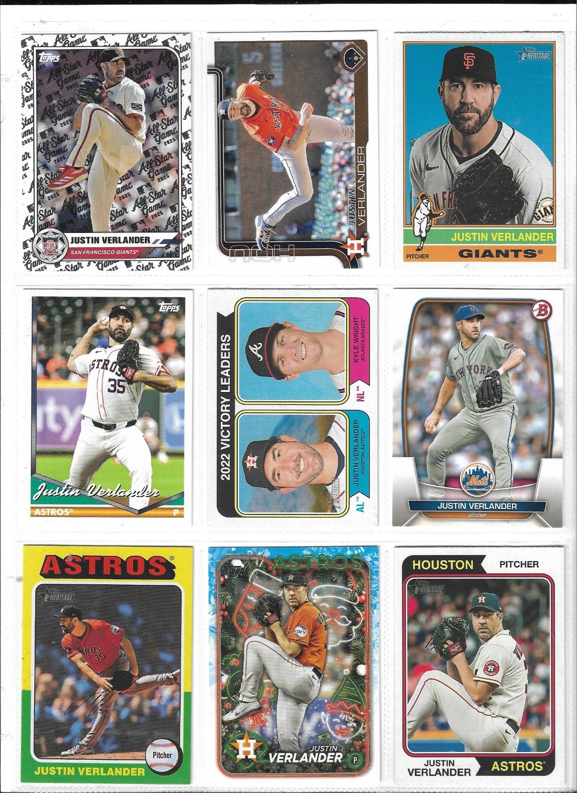 JUSTIN VERLANDER (VARIOUS TEAMS) – MLB BASEBALL BASE CARDS – 60 CARD LOT