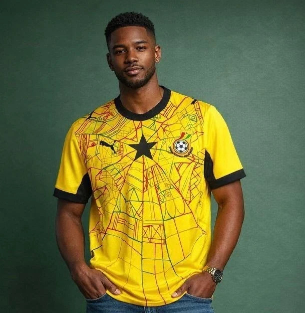 PUMA Ghana 2026 World Cup Jersey Black Stars Yellow ‘ASANSE” Men’s Size XL