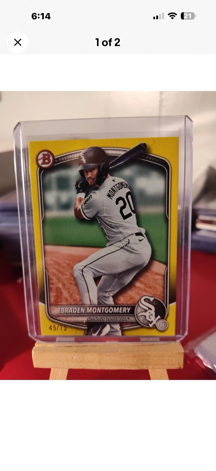 Braden Montgomery White Sox Bowman Yellow RC /75🔥