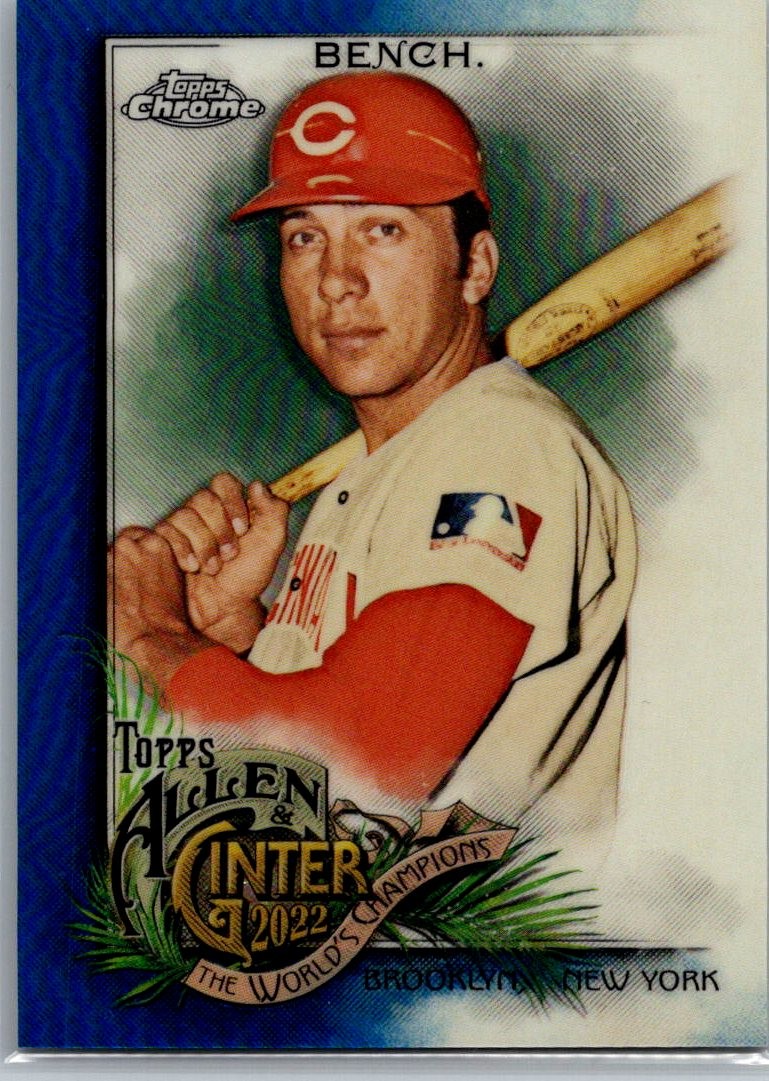 2022 Topps Allen & Ginter Chrome #38 Johnny Bench Blue Refractor #/150