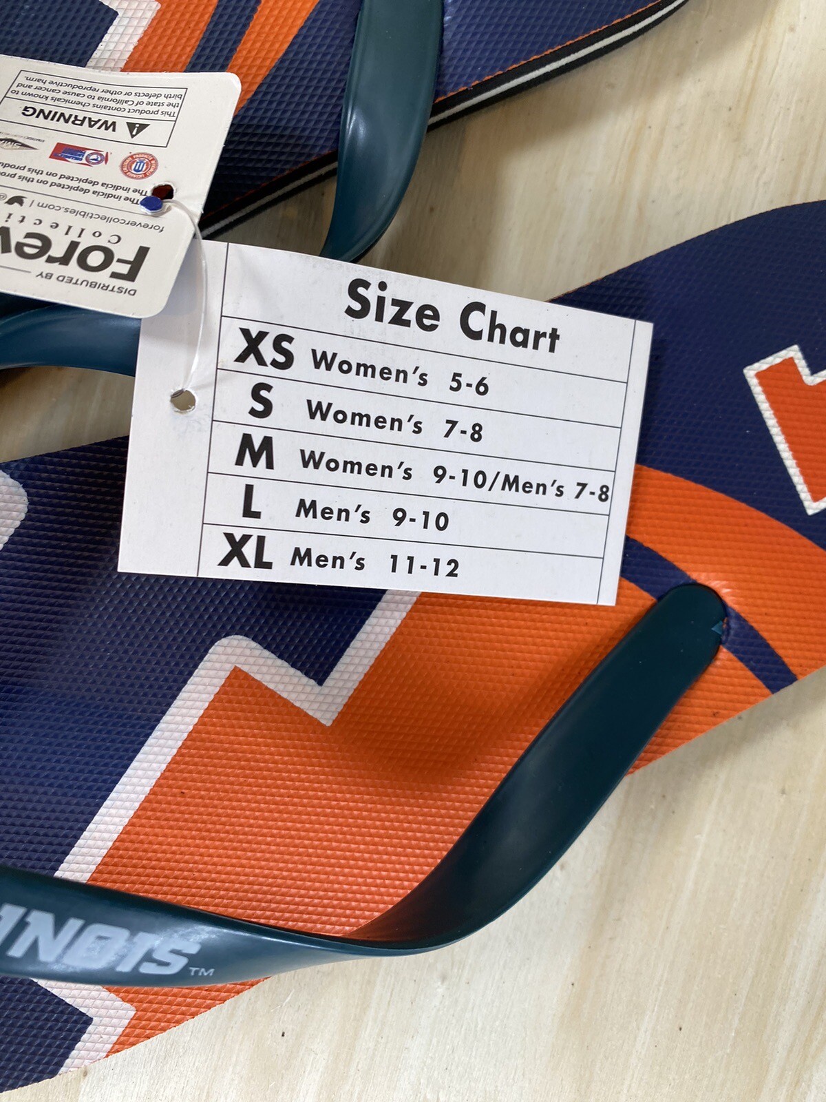 Illinois Fighting Illini NCAA Flip Flops Team Logo NWT Various Sizes Unisex