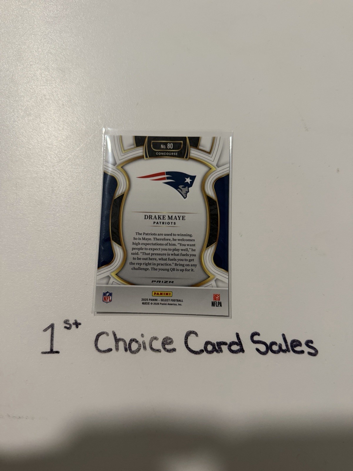2025 Panini Select – Concourse Drake Maye #80 Silver Prizm