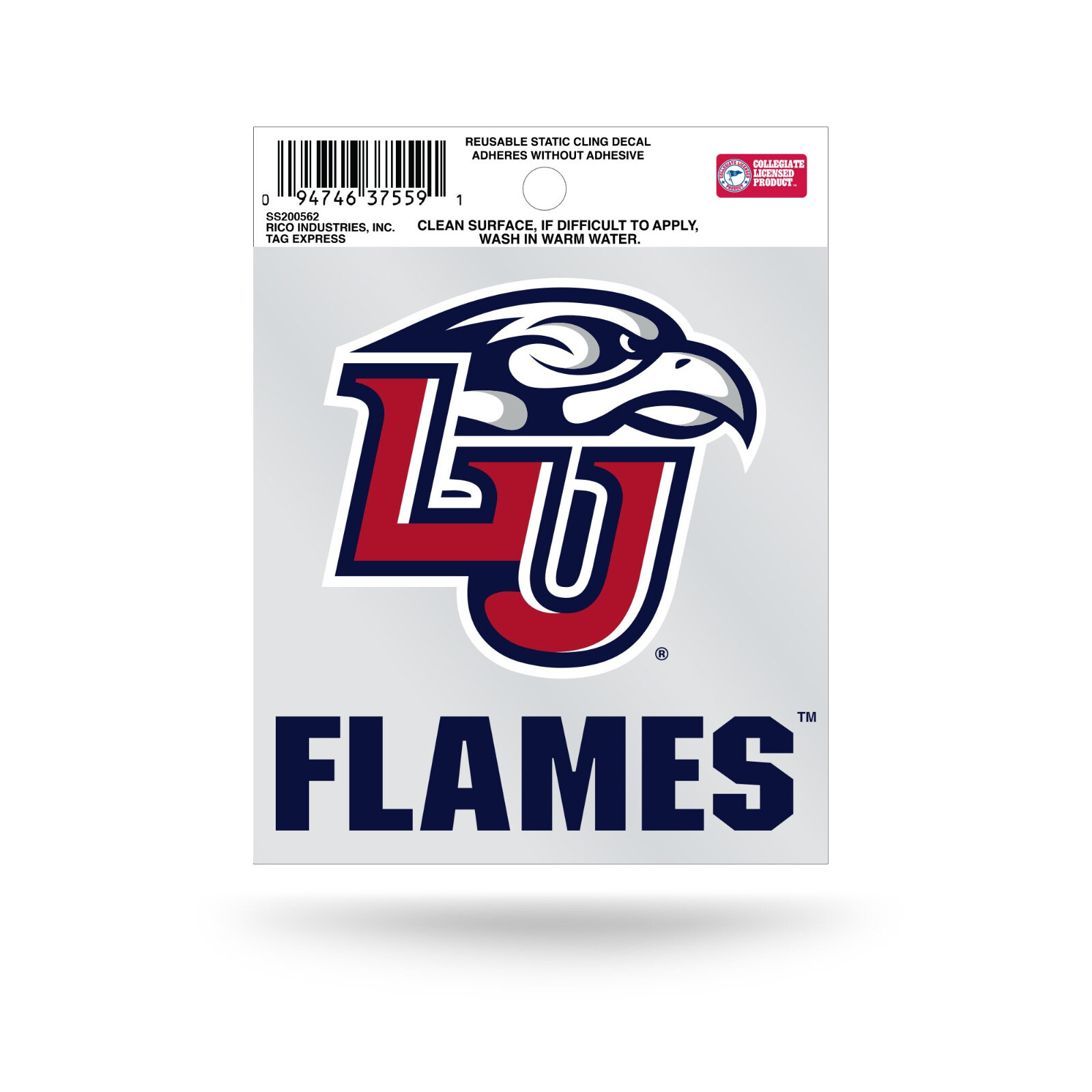 Liberty Flames Logo Static Cling Decal NEW! Window of Car! 3×4 Inches