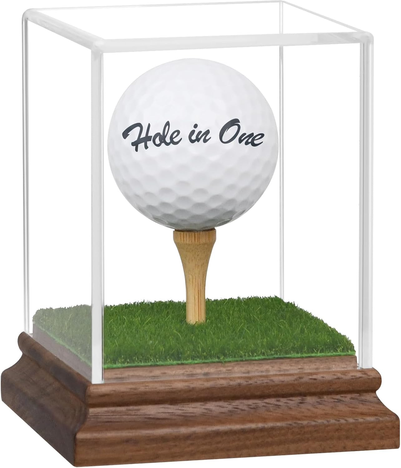 Golf Ball Display Case Hole in One Golf Ball Display Case Holder Wanult Wood Bas