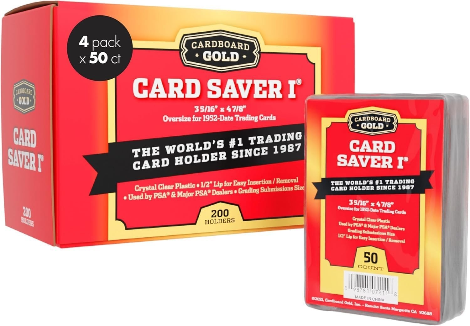Cardboard Gold Card Saver 1-200Count – Semi Rigid Card Holder, Trading Card Prot