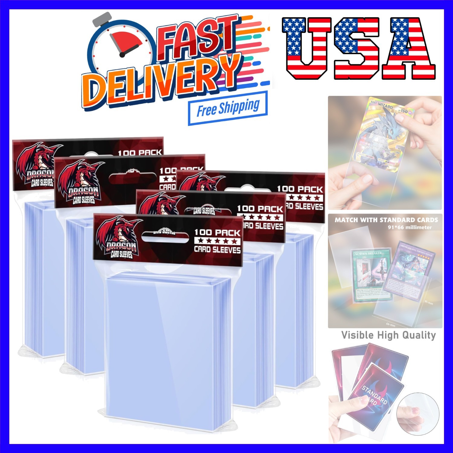 500 Pcs Card Sleeves for Trading Card, Soft Clear Baseball Card Sleeves Penny…