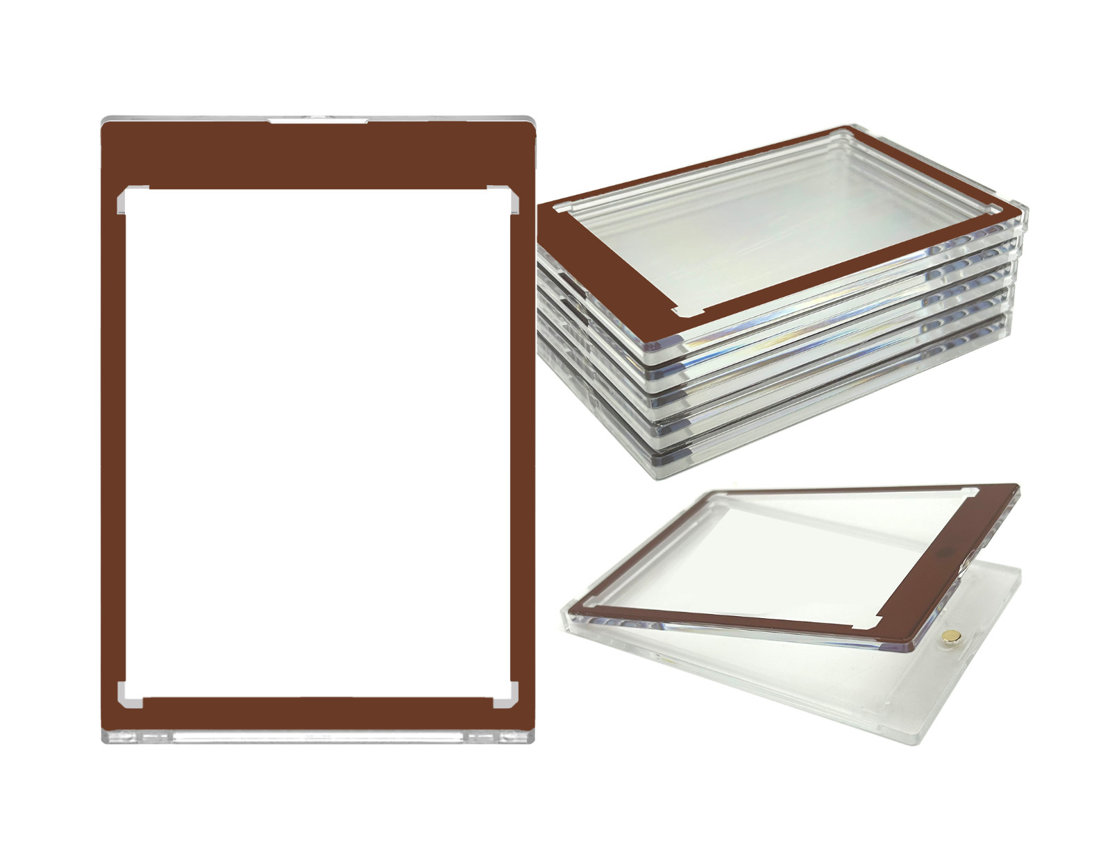 CF Magnetic Card Holder One Touch Case BROWN BORDER – 35PT-260PT Sizes