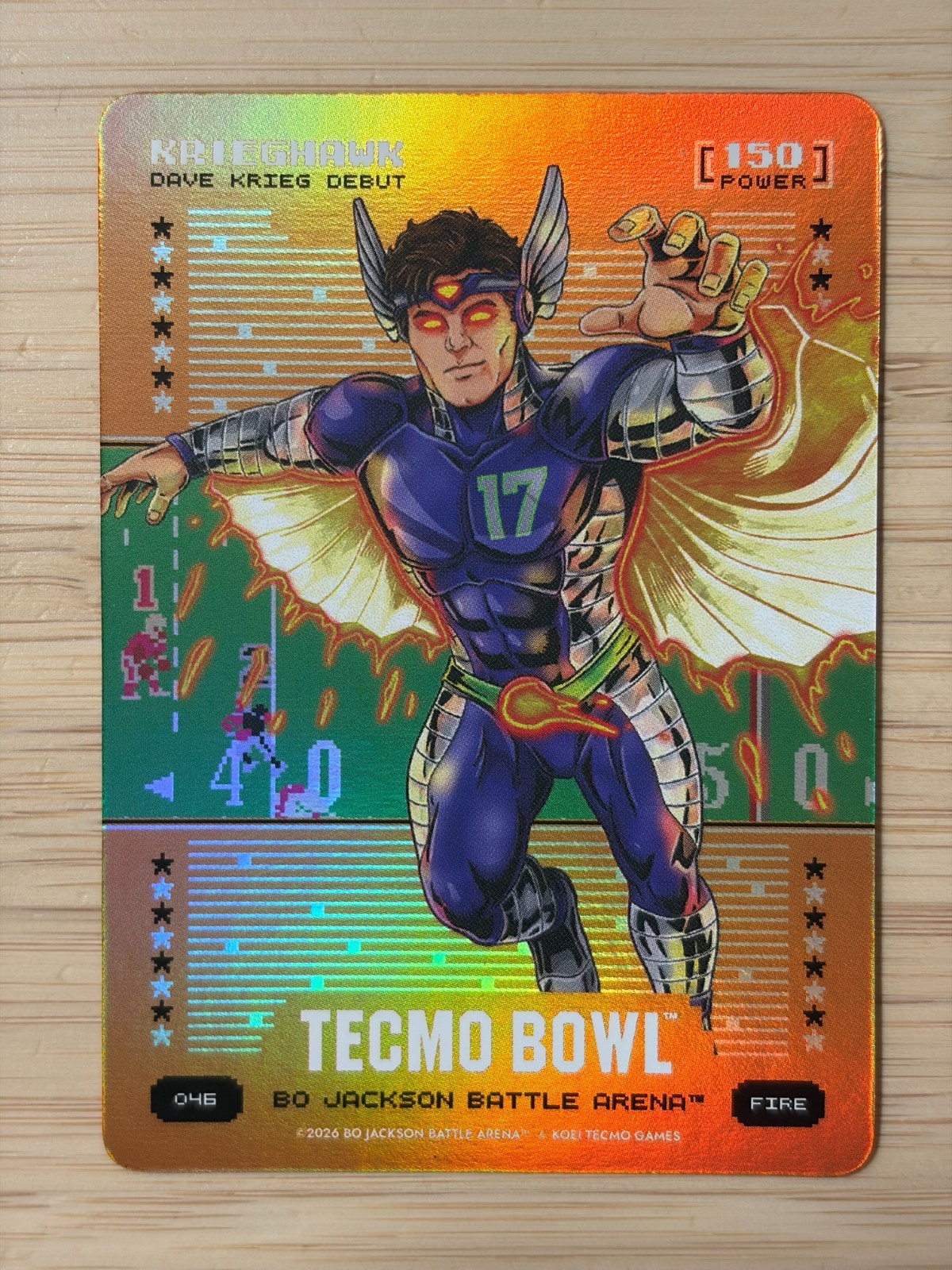 Tecmo Bowl Bo Jackson Battle Arena KRIEGHAWK Debut 150 Orange Battlefoil FIRE SP