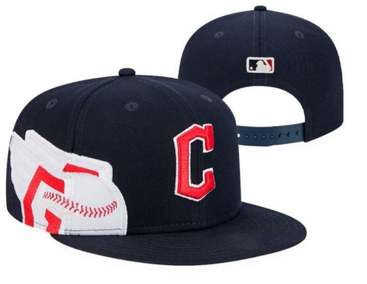 Cleveland Guardians Snapback Hat Navy Adjustable Flat Brim Baseball Cap