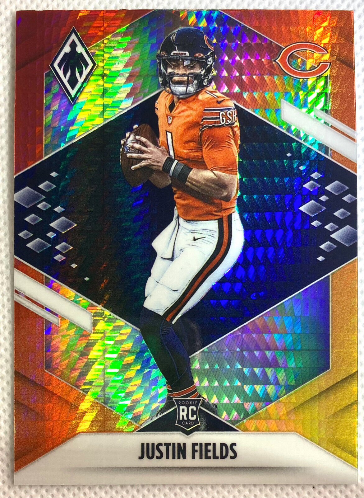 2021 Panini Phoenix Justin Fields Rookie Fire Burst Card RC #108 Chicago Bears