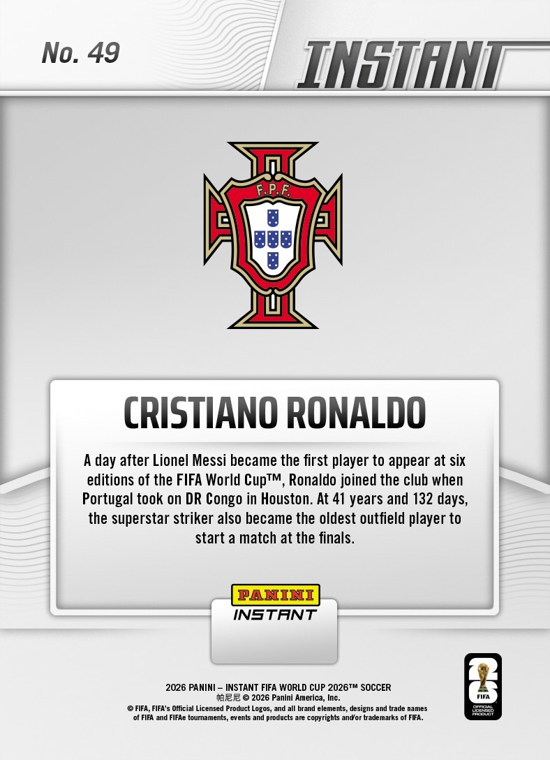 2026 Panini Instant FIFA World Cup #49 Cristiano Ronaldo Portugal PRESALE