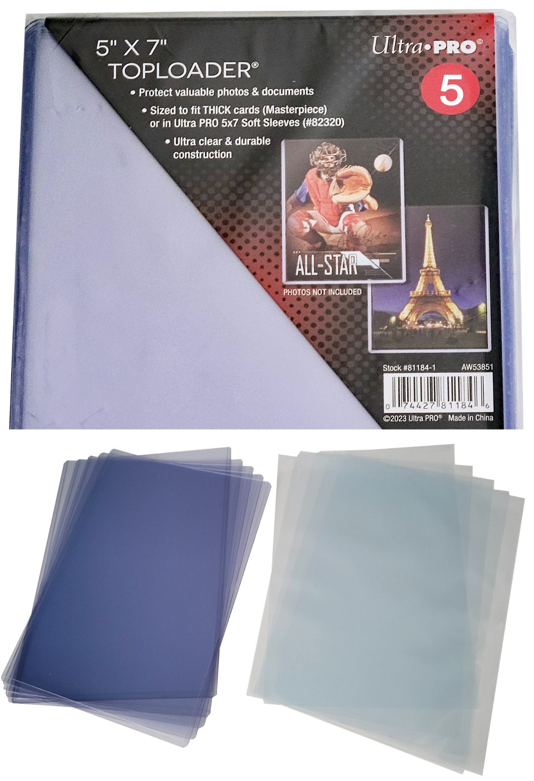 5 Ultra PRO 5×7 Toploaders & 5 Soft Inner Sleeves Rigid Card Photo Storage 81184