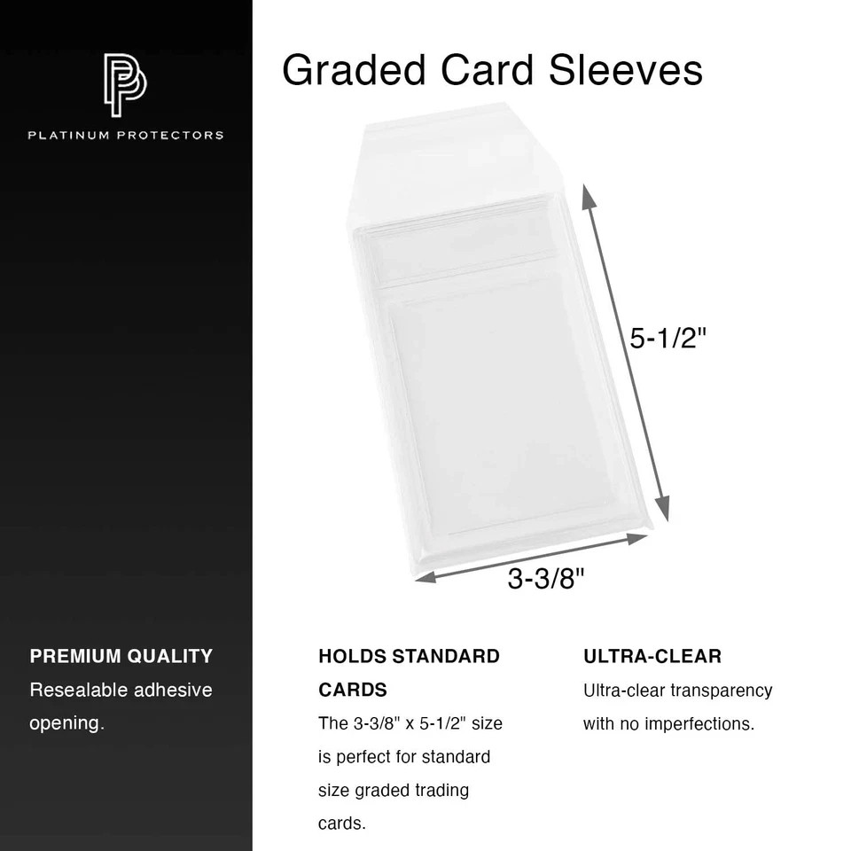 Resealable Graded Card Sleeves for PSA, CGC and TAG Slabs (100 Pack) 100