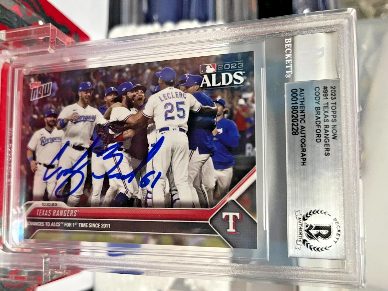 2023 Topps Now ALDS Texas Rangers #991 Advance 2 ALCS Cody Bradford Auto BAS COA