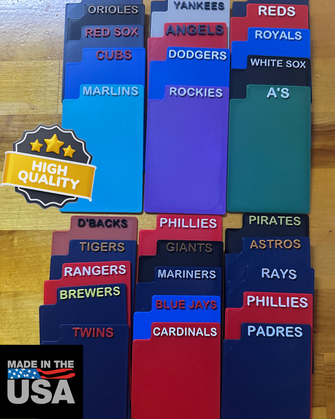 (30) STANDARD MLB Team Sports Card Dividers BASEBALL Trading MADE IN USA PLASTIC