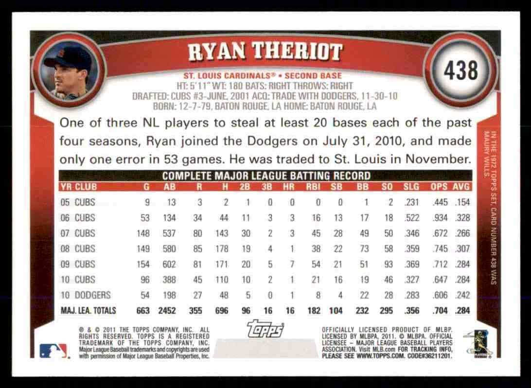 2011 Topps Ryan Theriot #438 St. Louis Cardinals