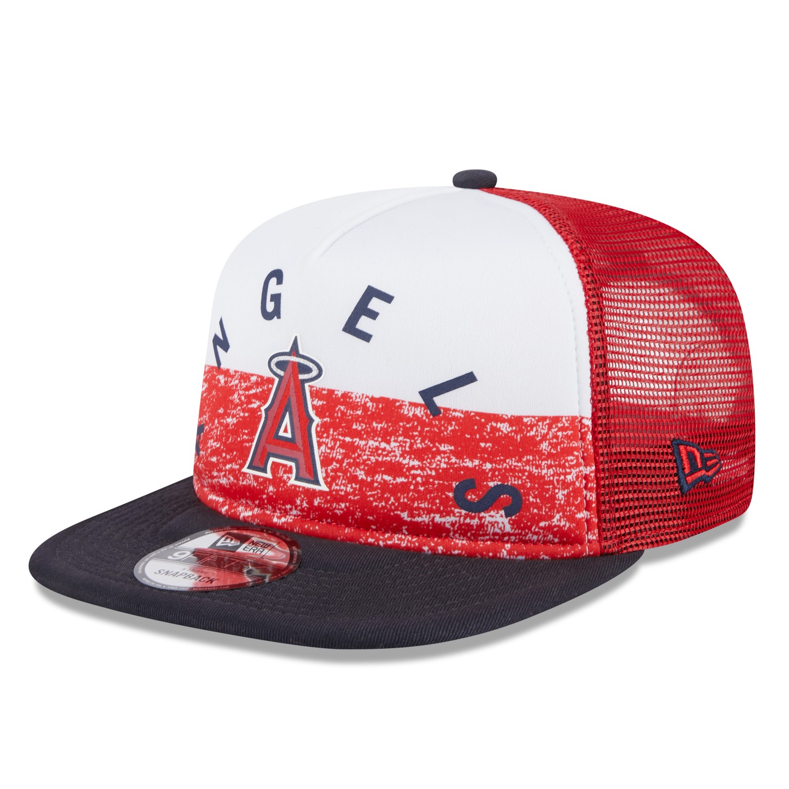 Men’s New Era White/Red Los Angeles Angels Team Foam Front A-Frame Trucker