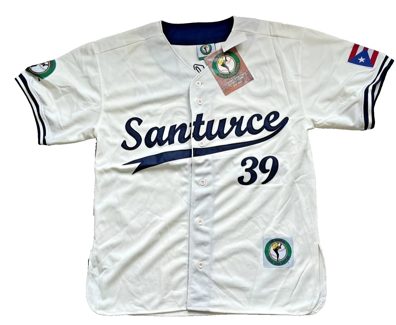 LOS EQUIPOS PUERTO RICO LATIN LEAGUE SANTURCE CRABBERS BASEBALL JERSEY MEN 2XL