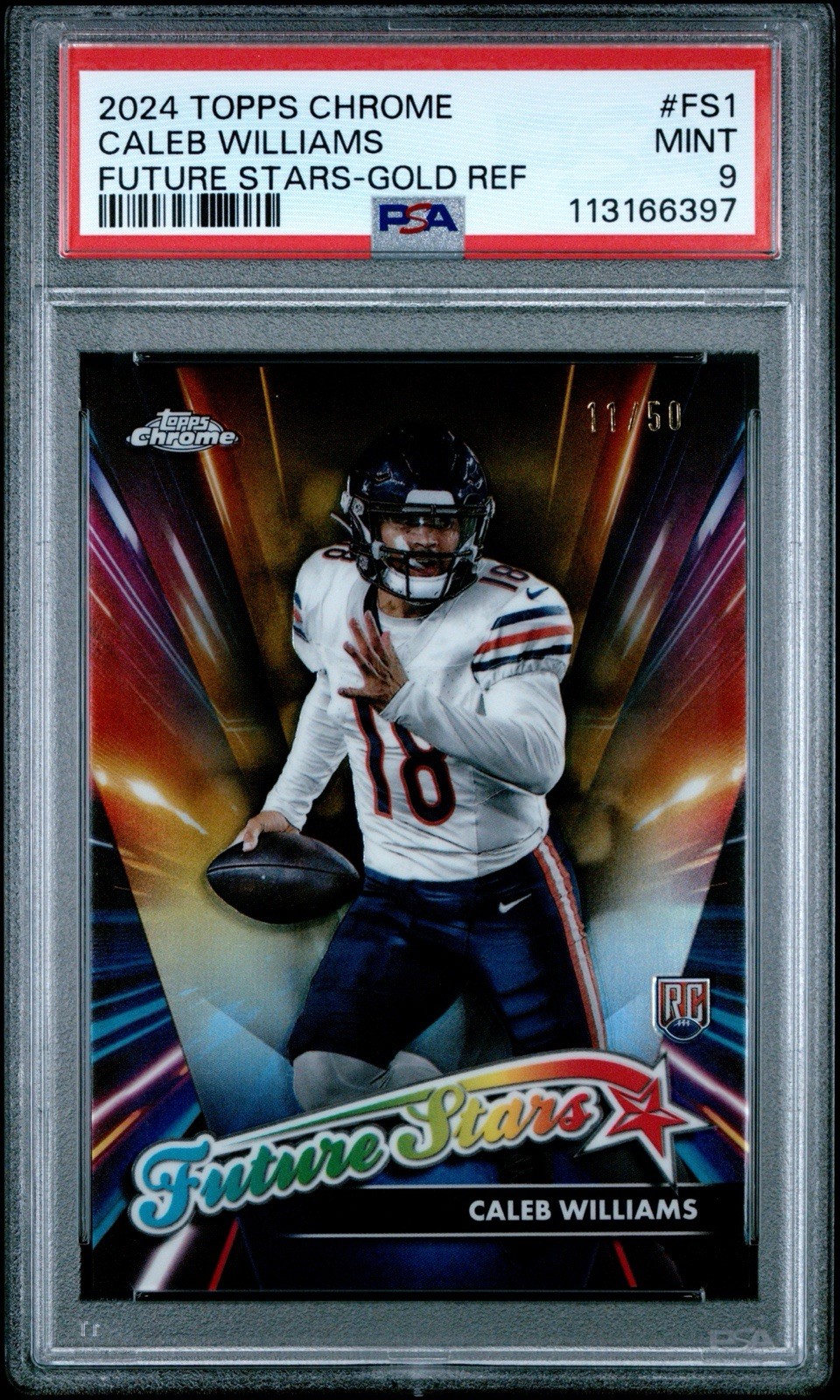 2024 Topps Chrome Future Stars Caleb Williams #FS-1 Gold Refractor /50 RC PSA 9