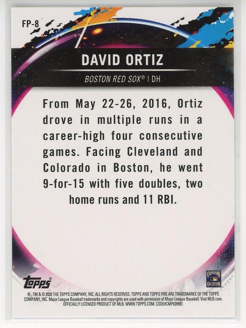 2020 Topps Chrome #FP-8 David Ortiz Topps Fire NBCD Preview Boston Red Sox