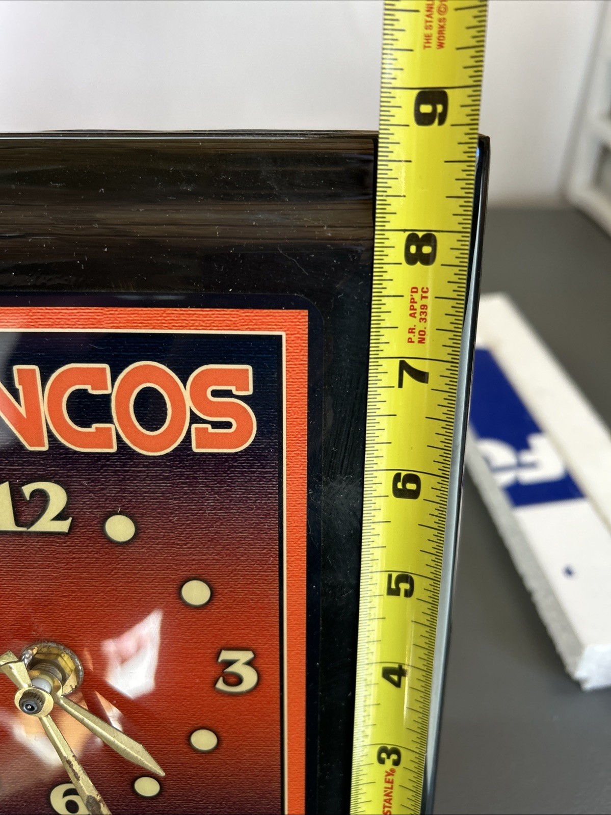 VINTAGE Denver Broncos Rectangular 13×9 Wall Hanging Clock Working