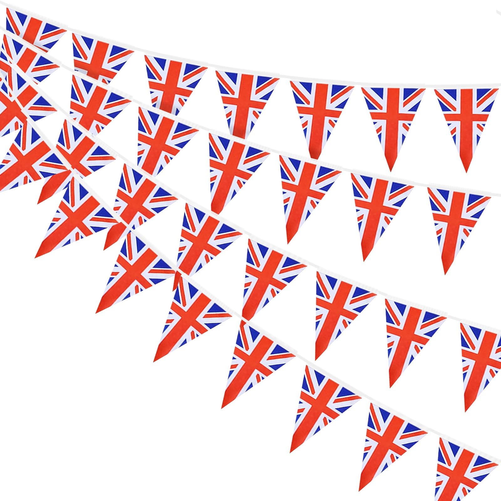 AhfuLife 30 Pcs Union Jack String Pennant 5.51×8.26 in-30 Pcs, UK-Triangular