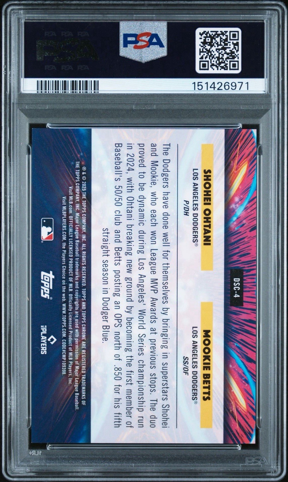 2025 Topps Cosmic Chrome – Star Clusters Ohtani Betts DSC-4 Gold Inter PSA 9 /50