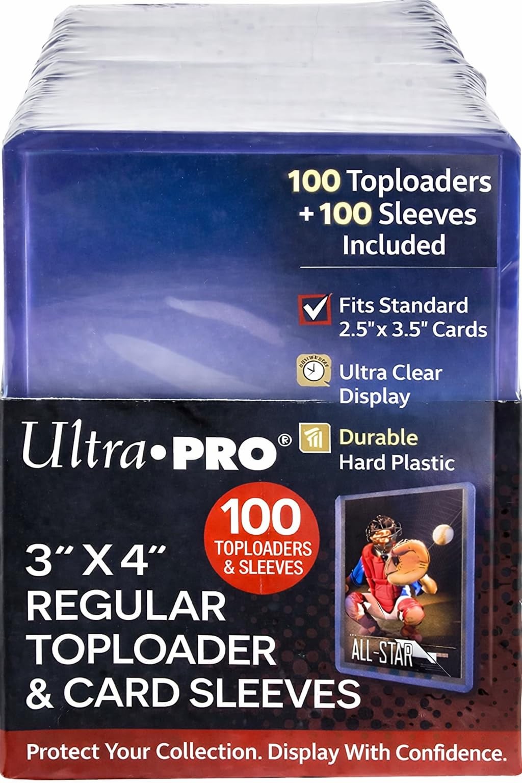 Ultra PRO 3 x 4 Clear Regular TopLoaders For Cards With Card Sleeves Bundle S…