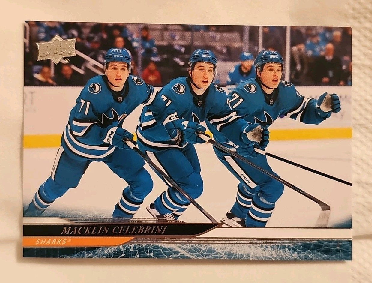 24-25 Upper Deck Extended Series Macklin Celebrini Triple Exposure Rookie Card🔥