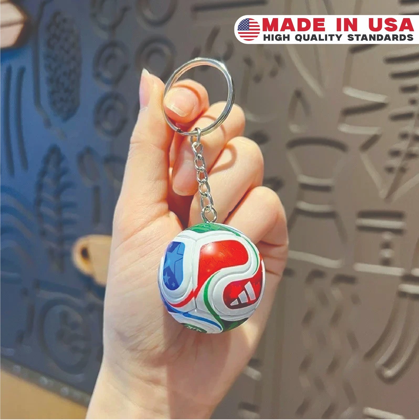 2026 World Cup Trophy Keychain Metal Football Soccer Fan