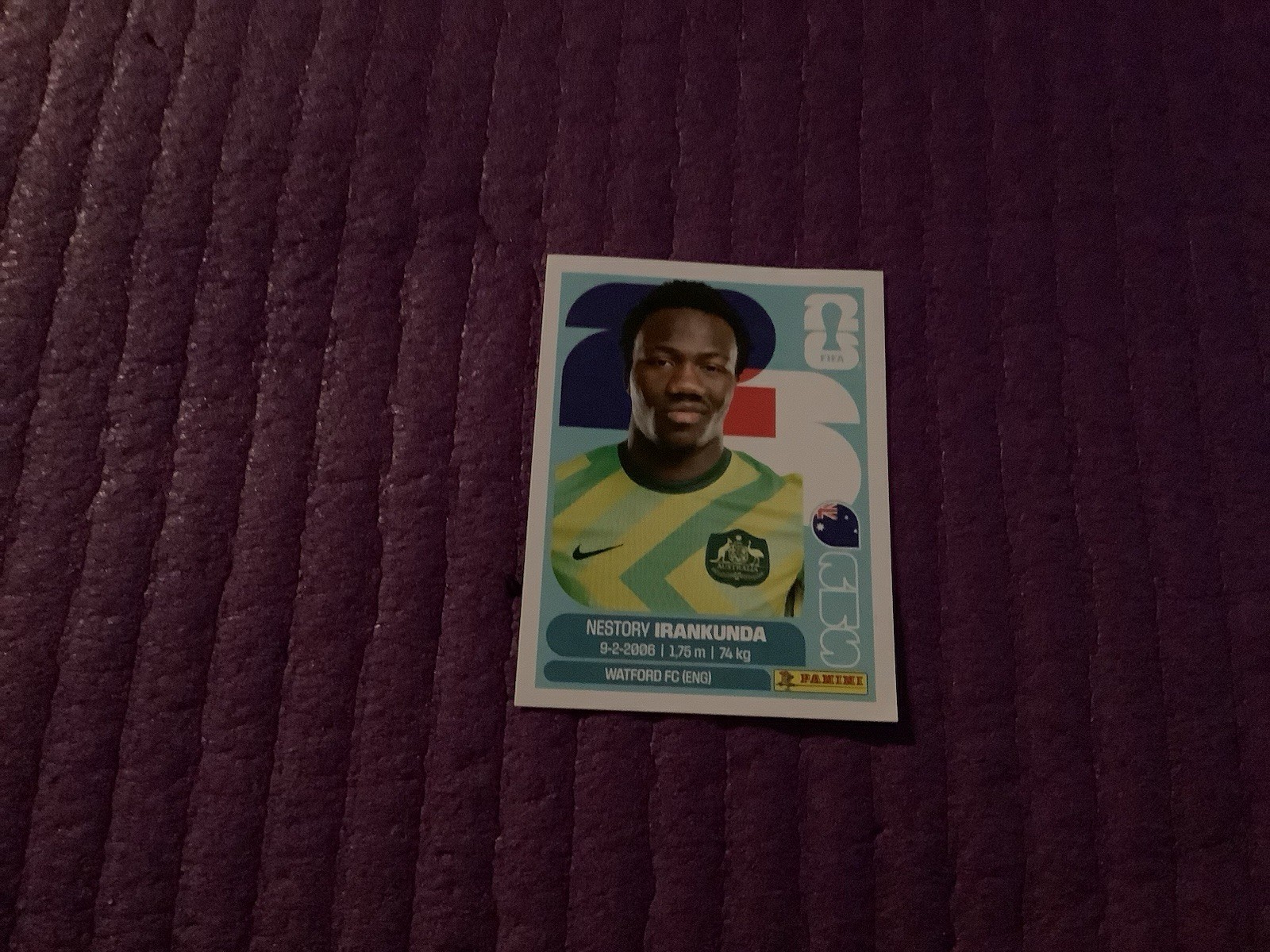 FIFA World Cup 2026 Australia Panini Sticker Nestory Irankunda Rare Mint New
