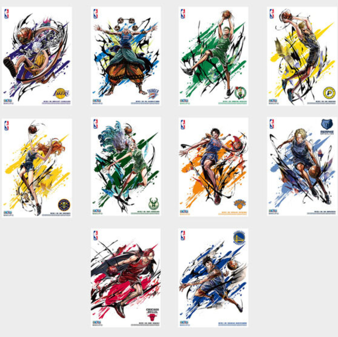 ONE PIECE x NBA Mini Poster Set 10 Sheets Limited Japan Official New