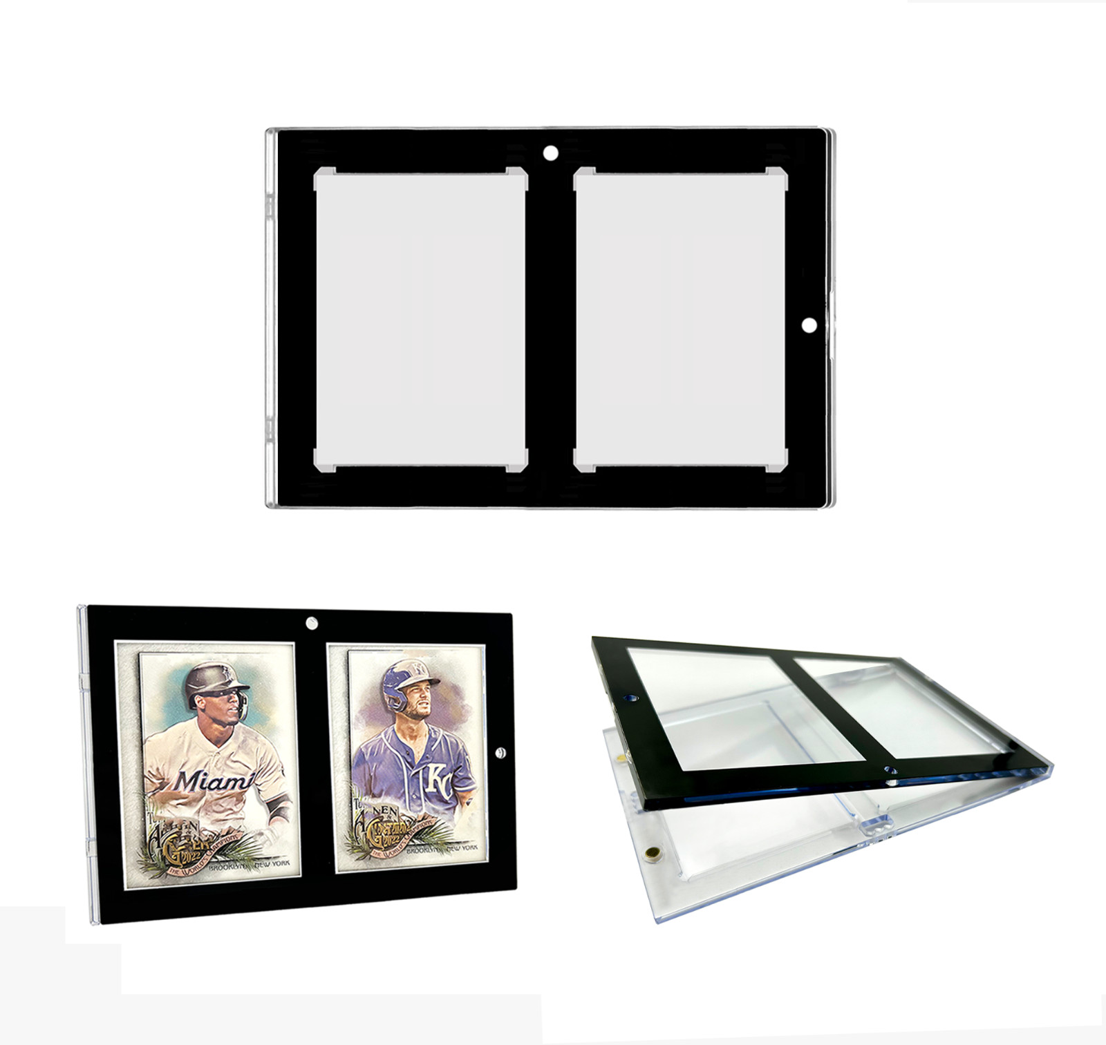 CF Black Border 2-Card Magnetic UV One Touch Card Holder Holds 35pt Cards