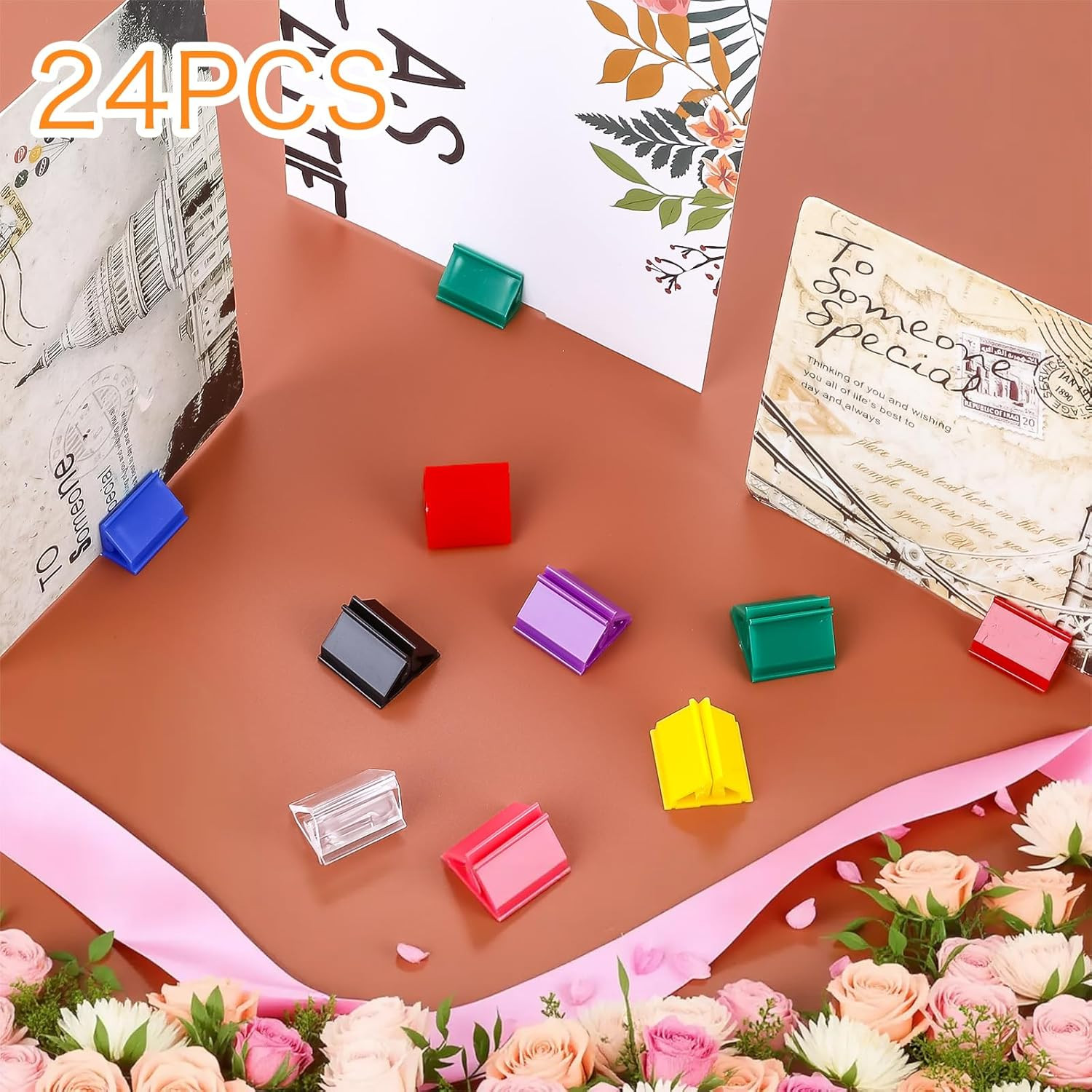 24 Pcs Plastic Game Card Stands, Multi-Color Place Card Holders, Anti-Slip Games