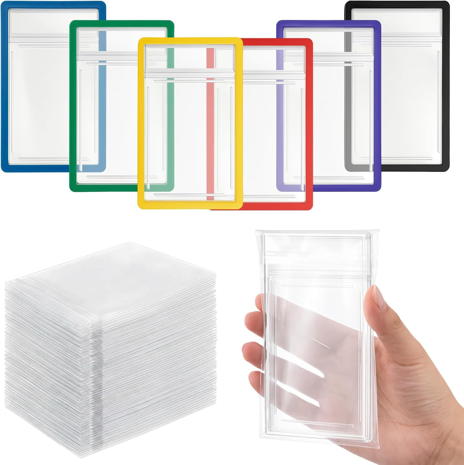 100 Pcs Graded Card Sleeves and 6 Pcs Bumper Guards for 35pt Graded Cards, Resea