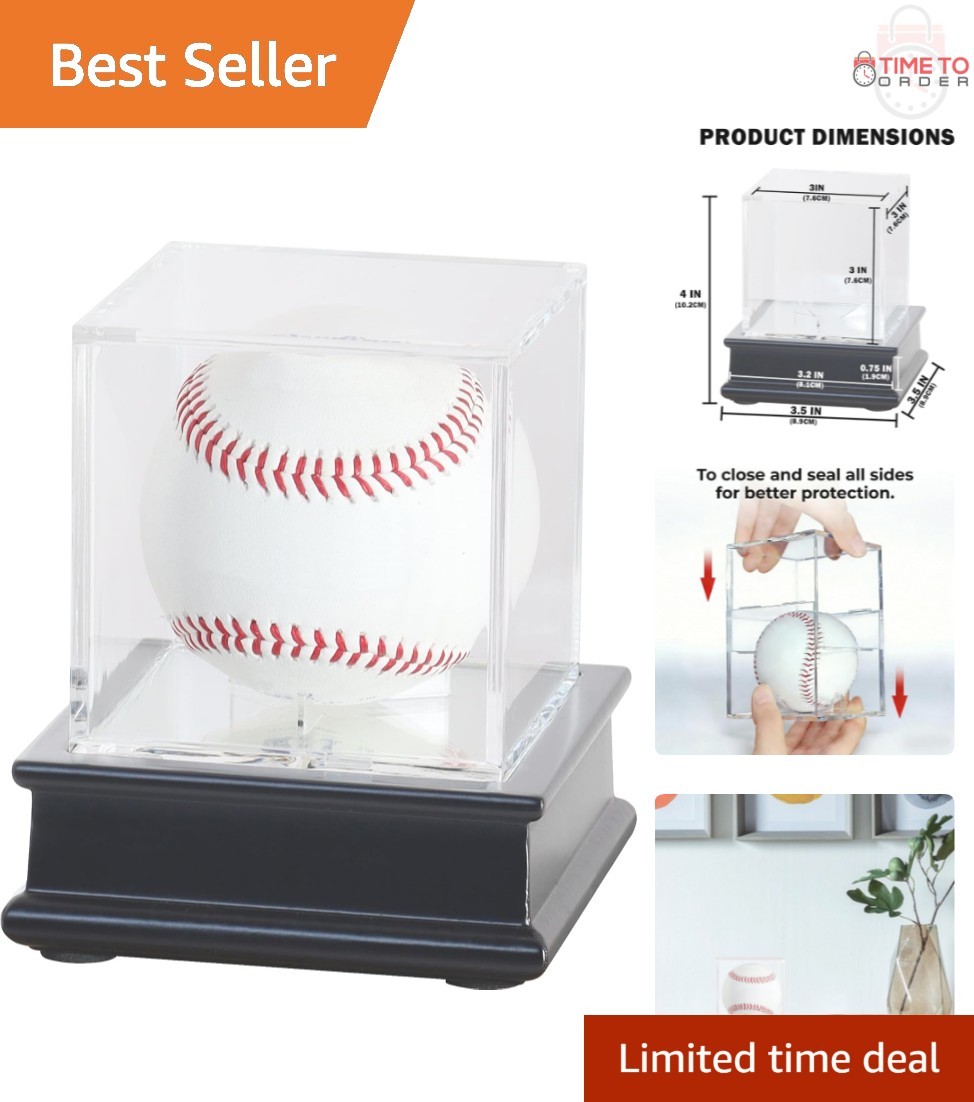 Wooden Baseball Display Case High Protection UV Acrylic Signed Ball Stand