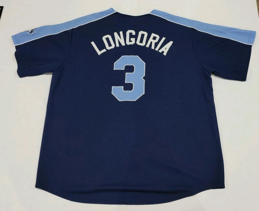MLB Tamp Bay Rays Evan Longoria #3 Baseball Jersey Blue Adult Size XL