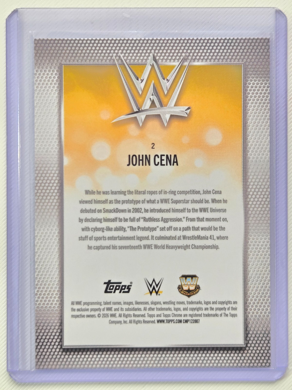 John Cena 2026 Topps Chrome WWE #2 Base Trading Card