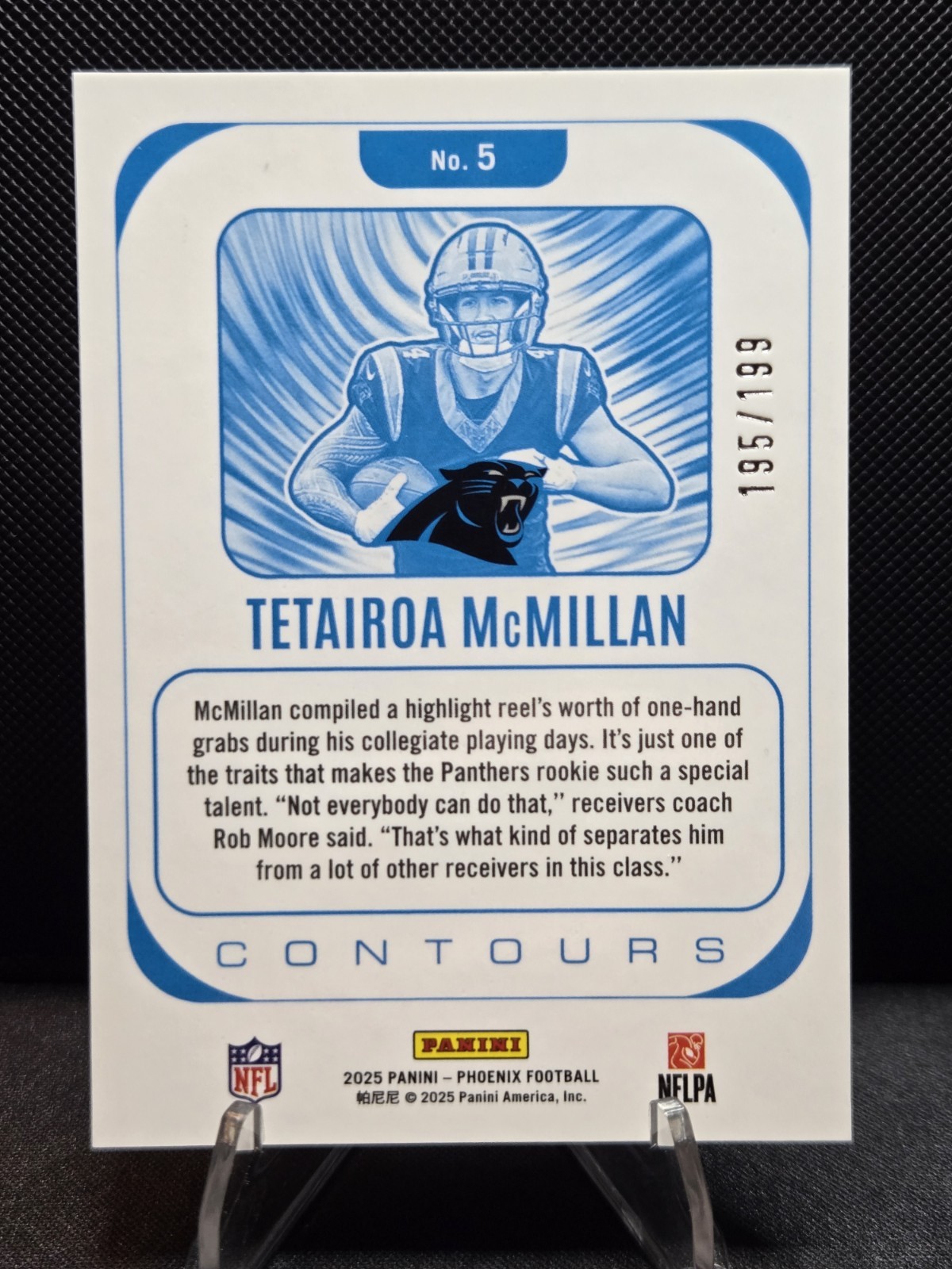 2025 Panini Phoenix – Contours Tetairoa McMillan #5 Blue /199 (RC)