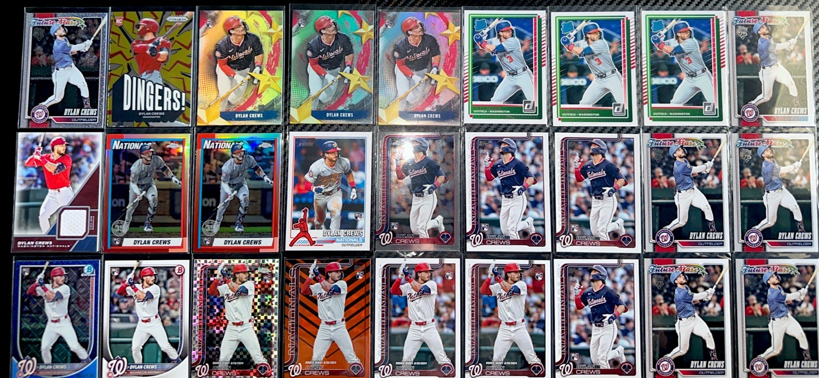 (27) Lot DYLAN CREWS 2025 Bowman Mojo Blue Refractor /150 RC, Xfractor, Relic