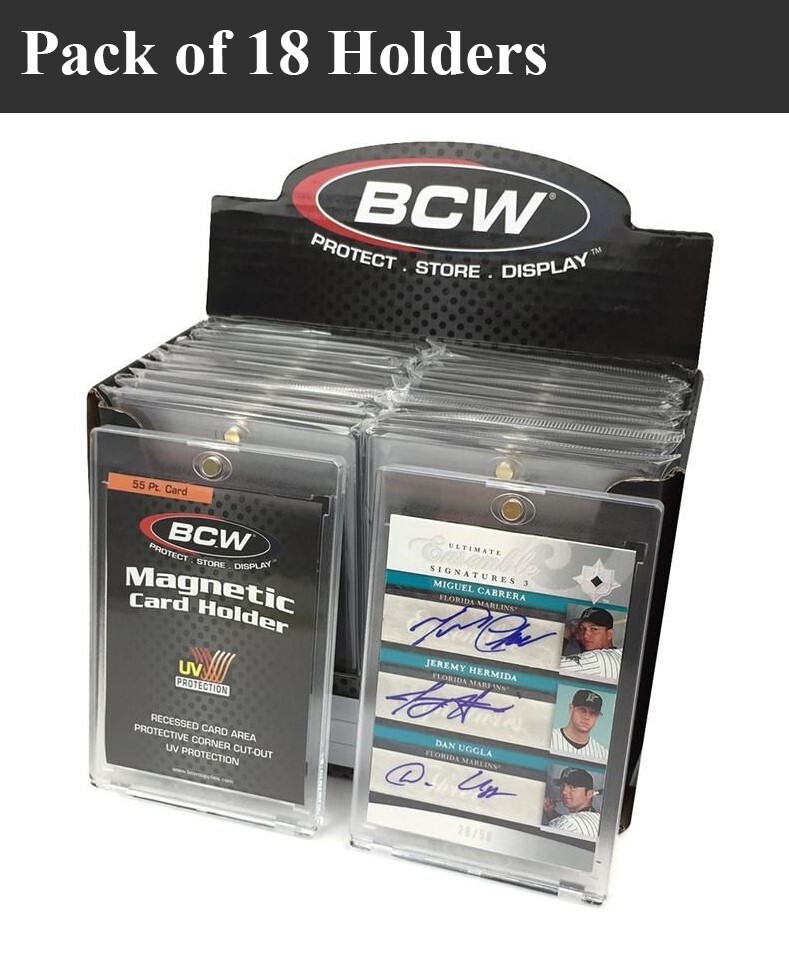 18 BCW Magnet Card Holder 55 Pt Recessed UV Protection Slab 2 1/2 x 3 1/2 Inside
