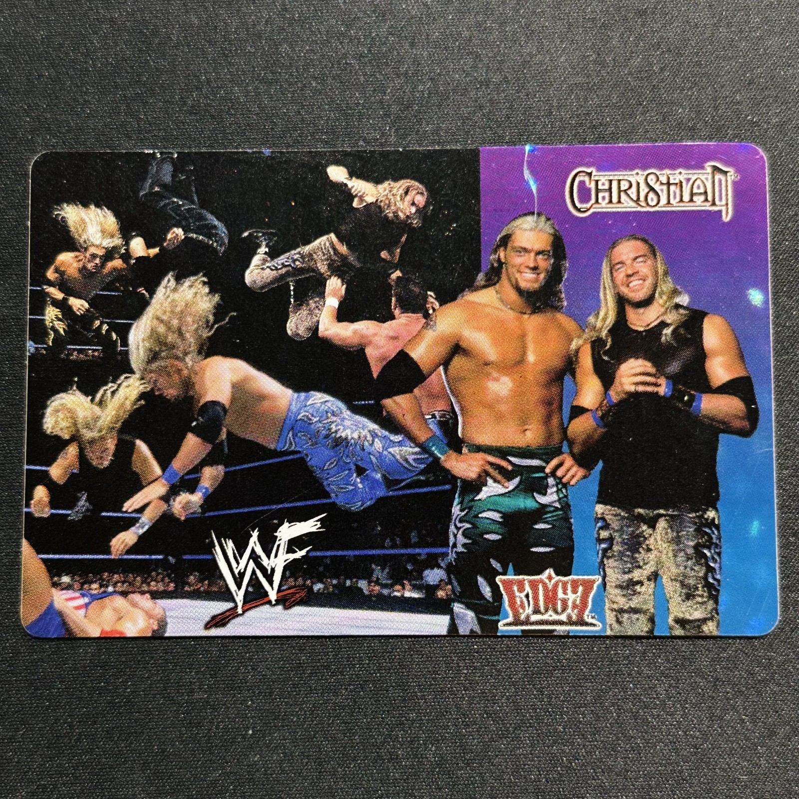 2000 WWF WWE Vending Prism Sticker CHRISTIAN & EDGE – New Non-Stuck Damaged READ